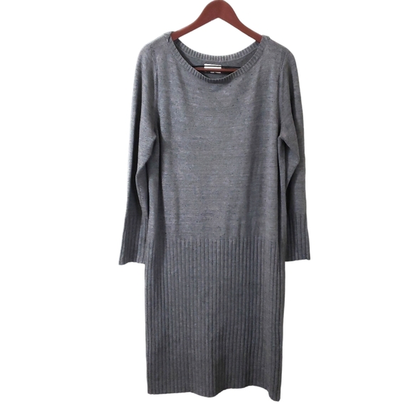 Lou & Grey Knit Ribbed Midi Shift Sweater Dress Sz Large - Picture 1 of 13